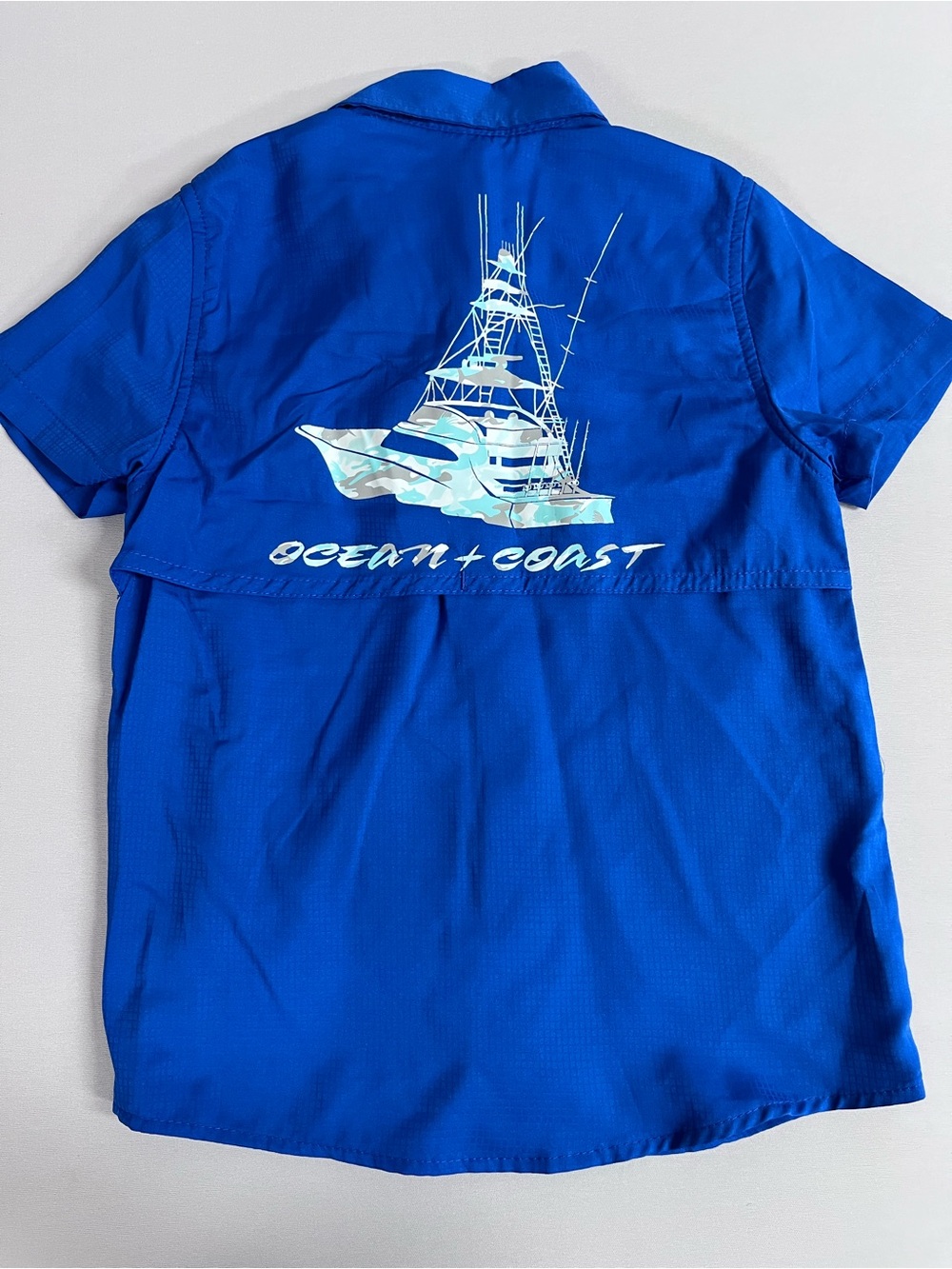Brand New-Ocean+Coast Boy’s Royal Blue Boat Button Down Shirt